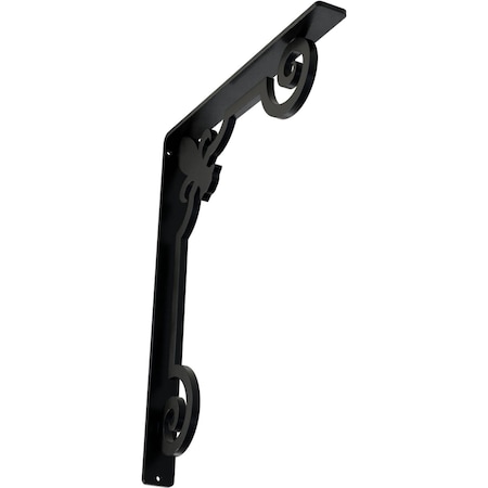 Ekena Millwork Fleur De Lis Wrought Iron Bracket, (Single center brace), Powder Coated Black 1 1/2"W x 12"D x 15"H BKTM01X12X15SFL